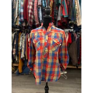 Vintage Simeon Green/Red/Blue Buffalo Plaid Button Up Size Med